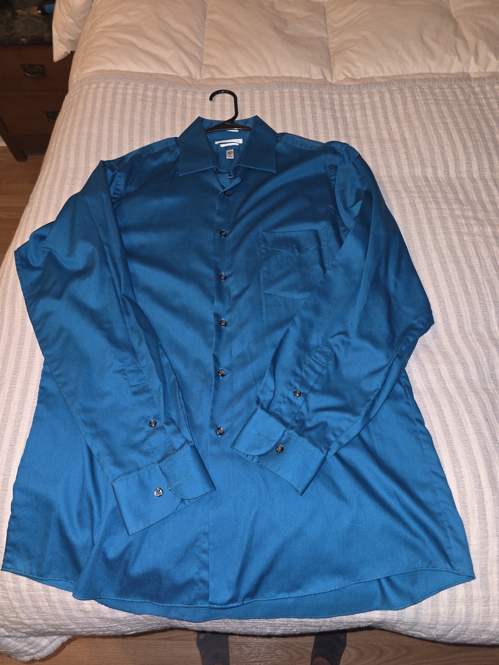 Van Heusen Teal Long Sleeve Dress Shirt Size 16 34/35